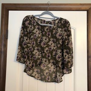 Sheer 3/4 sleeve Lush top